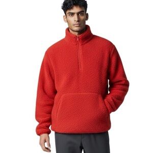 Wondershop Vibrant Red Fleece Sherpa 1/4 Zip Pullover Men’s Size XL Holiday